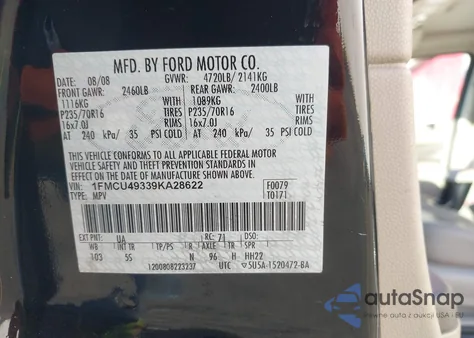 2009 Ford Escape Hybrid Limited из США, поврежденный, VIN 1FMCU49339KA28622